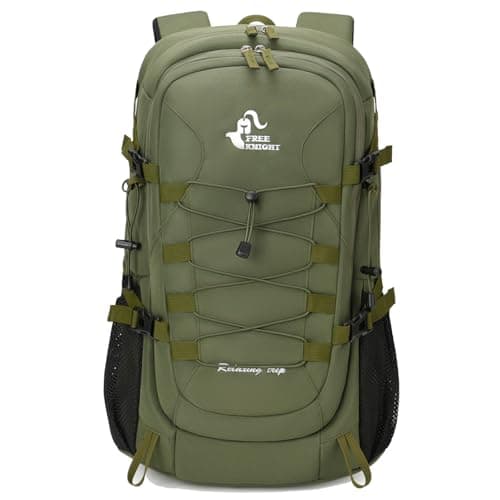 Image of Bseash 40L Waterproof Hiking Camping Backpack with Rain Cover, Outdoor Sport Travel Daypack Rucksack for Skiing Cycling (Army Green)