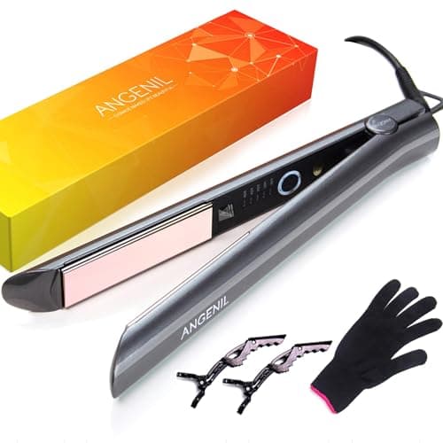 Image of ANGENIL Ionic Hair Straightener and Curler 2 in 1, Professional Flat Iron Ceramic Titanium Straightening Curling Iron in One, Fast Heating Dual Voltage Travel Styling Tools with Auto Shut-Off