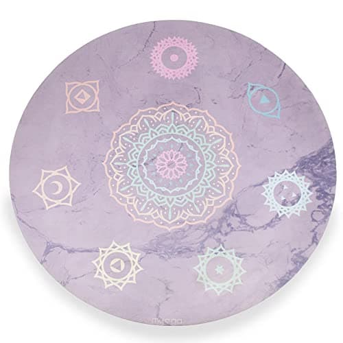 Image of Myga Round Yoga Mat - Large Yoga Mat for Pilates, Meditation and Stretching - Vegan Suede & Natural Rubber Eco-Friendly Mat - 140cm x 5mm - Chakra