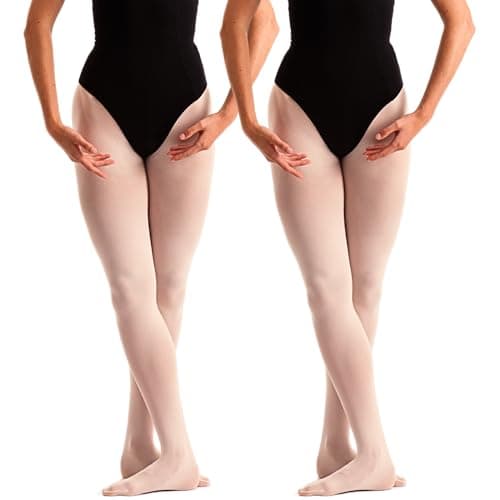 Image of 2 Pairs Dance Ballet Footed Tights (Age 5-7) (Pink)