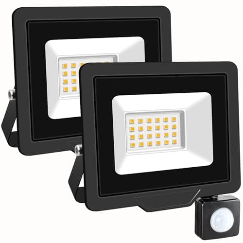 Image of SKYWORLD Security Lights Outdoor Motion Sensor Led 20W, 2000LM Floodlights with PIR Sensor IP66 Waterproof Ultra Thin Garden Light Warm White 4000K for Construction Site, Backyard, Garage 2PCS