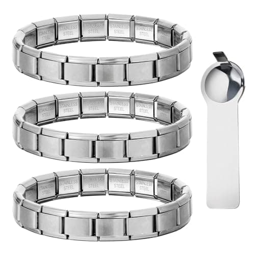 Image of 3 PCS Nomination Bracelets, Italian Charm Bracelet with Removal Tool, Customisable Jewellery Set for Daily Wear and Special Occasions, Four-Piece Collection for Personalised Style Expression