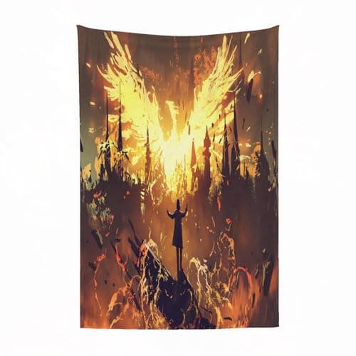 Image of EYLOZS Fleece Blanket - Versatile Soft Warm Blanket Fluffy Throws for Sofa Blanket,Cozy Solid Bed Flannel Blanket,wizard summoning the phoenix from hell digital art style,39x51in