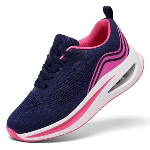 Image of Trainers for Women Running Shoes Ladies Arch Support Memory Foam Plantar Fasciitis Orthopedic Shoes Lace Up Non Slip Breathable Tennis Shoes Navy UK 8