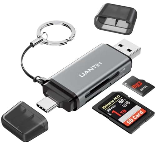 Image of UANTIN SD Card Reader USB C, High-Speed Dual Slot Memory Card Reader, USB 3.0 to Micro SD Card Adapter for SD/MicroSD/SDHC/SDXC/MMC, Compatible with iPhone 16, MacBook Pro/Air, iPad Pro, Galaxy - Grey