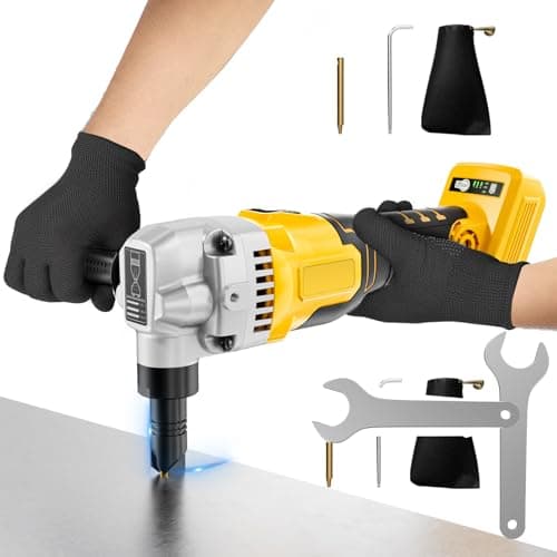 Image of Cordless Metal Nibbler Compatible with DeWalt 20V Battery (No Battery), 1900RPM Brushless Electric Metal Shear with 360° Rotating Nibble Head, Electric Nibbler with Assist Handle & 2 Blades