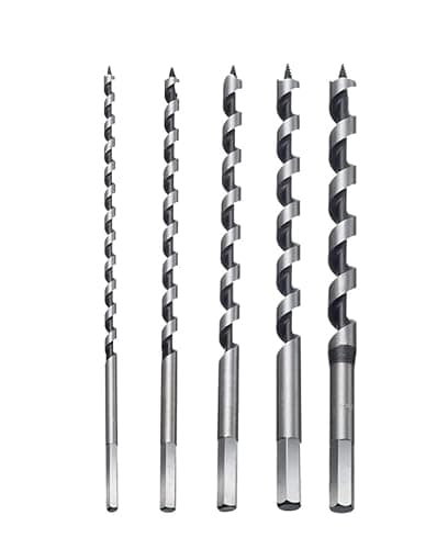 Image of Auger Bit, Extra Long Wood Drill Bit Hex Drill Bits Set 6mm/8mm/10mm/12mm/14mm *230mm in Spiral Stainless Steel for Wood, Block Brick Tile and Plastic (5PCS)