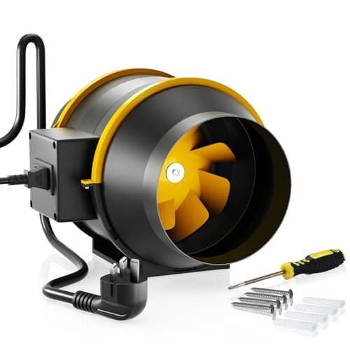 Image of FanGoFast Inline Extractor Fan 150mm/6 inch with Adjustable Speed Controller and UK Plug, 530m³/h Ventilation Fan for Bathroom, Office, Grow Rooms (Black, 150mm)