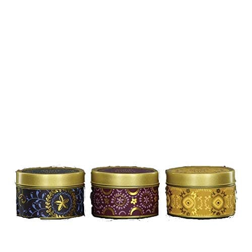 Image of CANDLELIGHT Bohemian Set of 3 Tin Candles Amber Shea, Angel Flower, Amber Lily Scent 60g