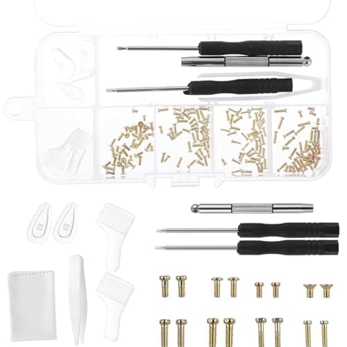 Image of Glasses Repair Kit with Screws and Screwdriver,Sunglasses Universal Small Gold Screw Fix Tools Set,for Eyeglasses Watches Jewelry Fixing Replacement Parts Spectacle Tweezers Nose Grips for Glass UK