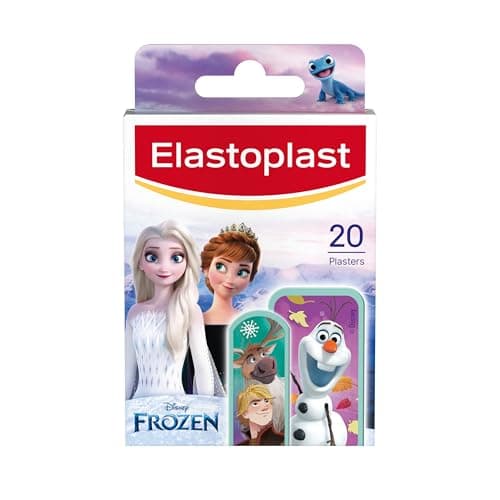 Image of Elastoplast Disney Frozen Plasters, Assorted Sizes (20 Pieces), Coloured, First Aid Wound Care for Children with Frozen Designs, Various Sized, Skin-Friendly