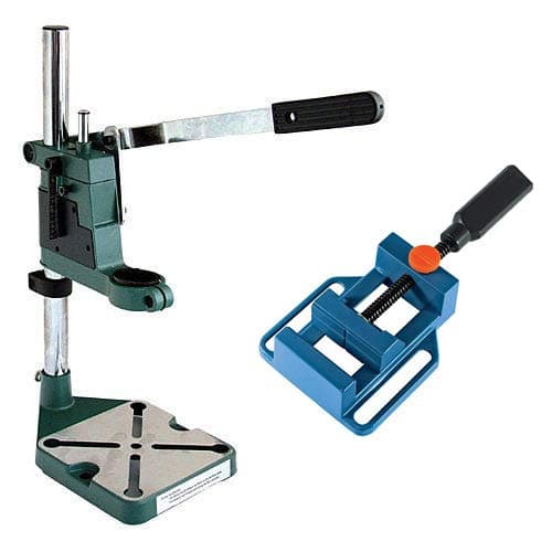 Image of Voche Bench Mountable Power Drill Plunge Stand with Depth Gauge + 65mm Drill Press Vice