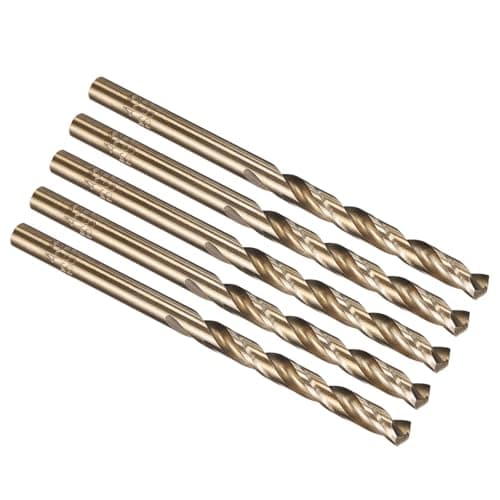 Image of PATIKIL 4.2mm Drill Bit, M35 Cobalt 5% High-Speed Steel Jobber Straight Shank 135° Gold Finish for Stainless Steel Hard Metal - 5 Pack