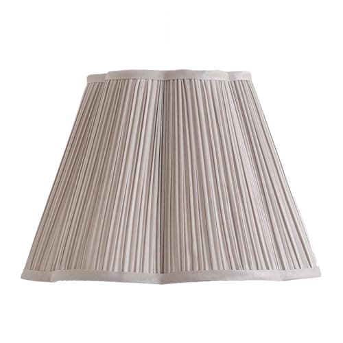 Image of ValueLights | Loralei Light Grey Large Pleated Faux Silk Scallop Easy Fit Lamp Shade with Bulb | 355mm Shade Width