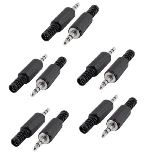 Image of Sourcingmap 3.5mm Plastic Shell Audio Jack Plug Connector - Black (Pack of 10)