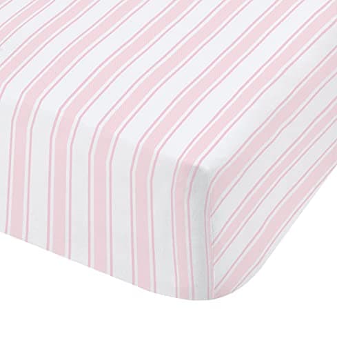 Image of Bianca Check and Stripe Cotton Double Fitted Sheet Pink