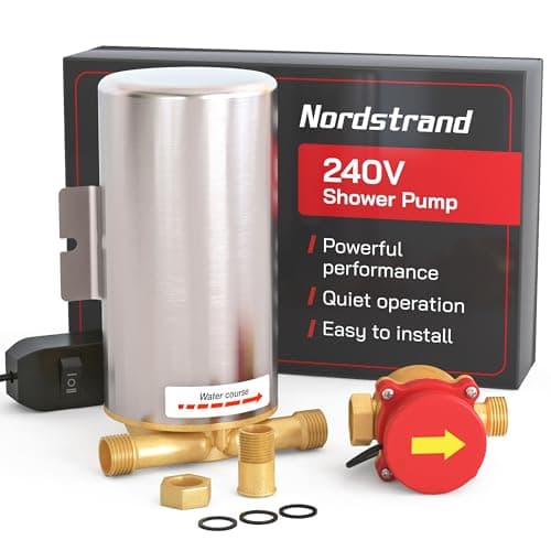Image of 90W Shower Pump - 240V Water Pressure Booster Pump - Inline Electric Water Pumps for Mains Tap Shower Garden Hose Irrigation - Hot & Cold - Automatic High Pressure 1 Bar - Stainless Steel
