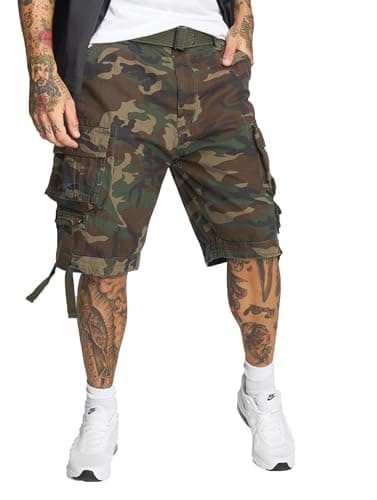 Image of Brandit SHORTS SAVAGE NEU KURZE Hose MIT GÜRTEL CARGO VINTAGE SHORT ARMY BERMUDA, Größe:S, Farbe:woodland