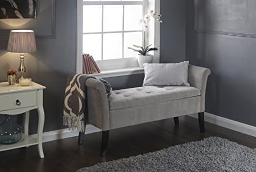 Image of Balmoral Window Seat - Silver Chenille Fabric - Blanket Box Storage Ottoman