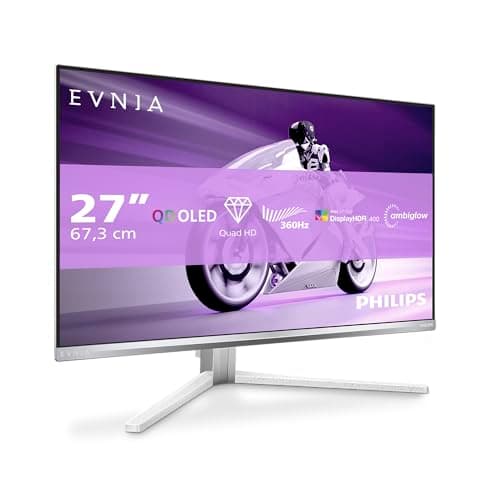 Image of Philips Evnia 27M2N8500AM - 27-inch QHD OLED Gaming Monitor, 360 Hz, 0.03 ms, HDR400, FreeSync Prem., Composition G-Sync (2560x1440, 2X HDMI 2.1, 1x DP 1.4, USB Hub) White