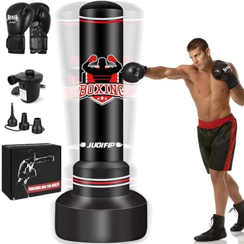 Image of YORWHIN 70" Free Standing Punching Bag for Adults, Inflatable Boxing Bag with Gloves & Electric Air Pump, Heavy Duty PVC Standing Kickboxing Bag for MMA Muay Thai Fitness Training Beginners Men Women
