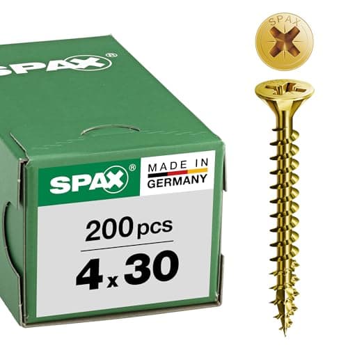 Image of SPAX Screws Size 4mm x 30mm Flat Countersunk Pozi Zinc Yellow Passivated - 1 Box Pack (200 Pieces)