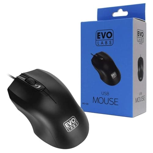 Image of Evo Labs USB Wired Optical Mouse – Matte Black – MO-128