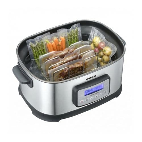 Image of Melissa 6L Sous Vide, 520W Precision Cooker with LCD Timer, Adjustable Heating Time & Temperature, Lid & Rack - Black/Stainless Steel
