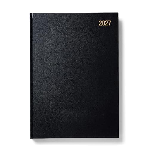 Image of Morgan’s Direct 2027 NEW EDITION A4 Diary Day Per Page Black | Hardback Daily Planner Desk Diary | Office, Home & Business Organiser | Work, Appointment & Personal Schedule Planner