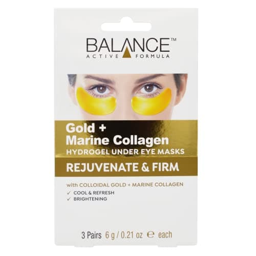 Image of Balance Active Formula Gold & Marine Collagen Hydrogel Under Eye Masks (3 pack) Instantly Cool, Refresh & Revive Tired-Looking Eyes. Cruelty Free.