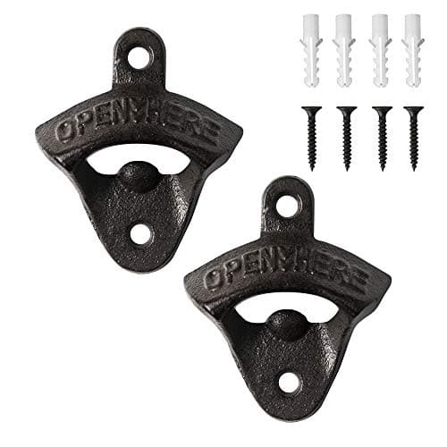 Image of Uncle Paul® 2PCS Cast Iron Wall Mounted Bottle Opener Vintage Rustic with Self-Tapping Screws for Home Garden Bar KTV Hotel KH02