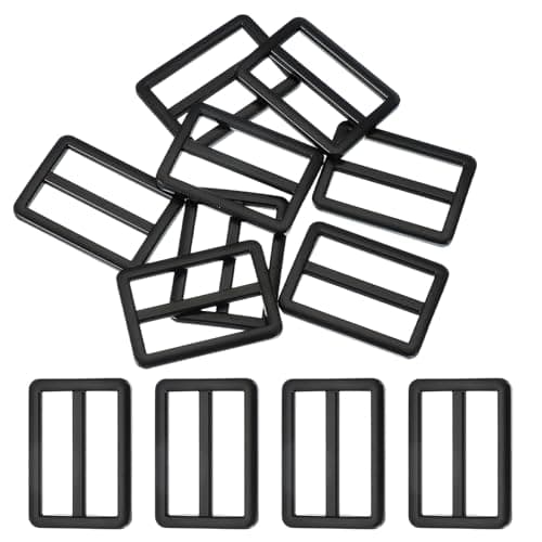 Image of sourcing map 8pcs Flat Metal Slide Buckle, 1" Zinc Alloy Adjustable Buckles, Webbing Strap Fastener Tri Glide Adjuster Slider for Bags Backpack Purse Belts, Matte Black