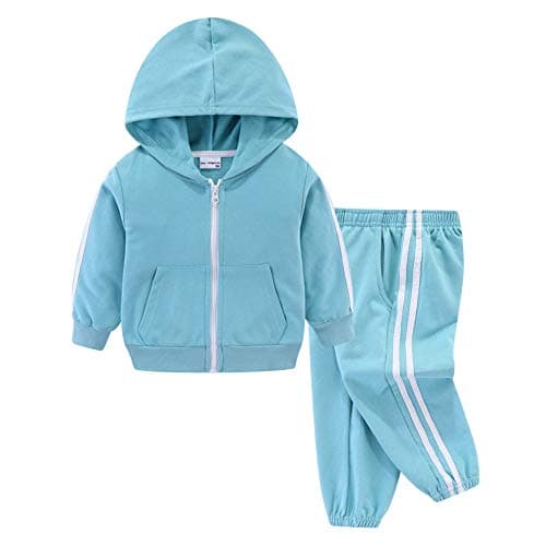 Image of Mud Kingdom Little Boys Hooded Tracksuit for Boy Zip up Jogger Set Hoodie Jogging Bottoms 2-Piece Sets Blue 6 Years
