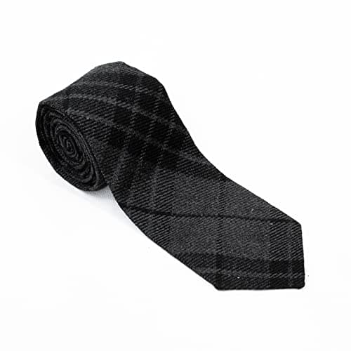 Image of BELGLY Neck Ties for Men, Scottish Highland Tartan Neckties, Tartan kilt Check Tie, Acrylic Clan Wool Men Ties (Grey Watch Night)