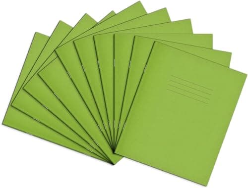 Image of Rhino 8 x 6.5 Exercise Books, 48-Page / 15mm Lined Paper Notebook, 10-Pack, Writing Book, Office & School Stationery Supplies, Light Green