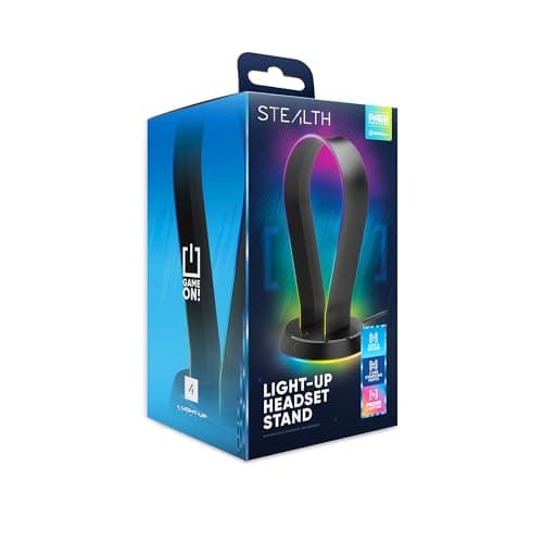 Image of STEALTH LED Light Up Gaming Headset Stand in Black for PS4, PS5, XBOX, Switch and PC - USB Powered with 12 RGB Effects