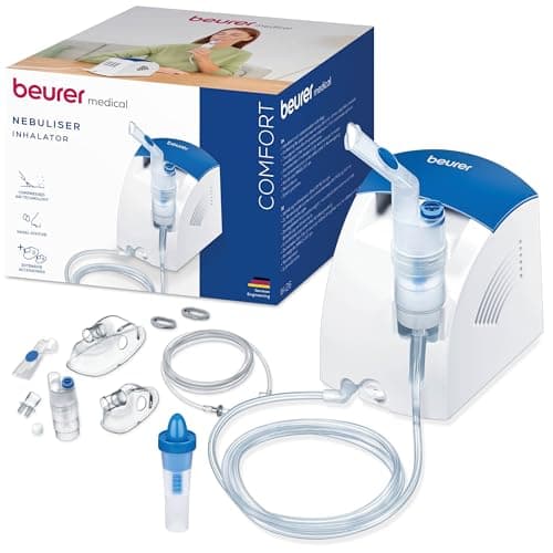 Image of Beurer IH 26 Inhaler, Nebuliser with nasal shower, high nebulisation performance, nebuliser for the treatment of respiratory diseases such as asthma and colds, for children and adults