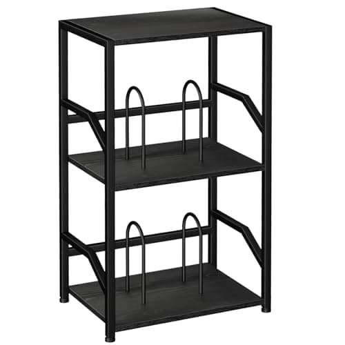 Image of LOAKEKEL Record Player Stand, 3-Tier Bedside Table with Record Storage, Side Table Hold Up to 200 Albums, Vinyl Record Storage for Player, Turntable Stand for Living Room, Bedroom, Black HETCD010BK-1