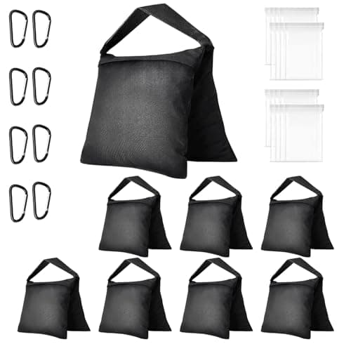 Image of EMART Heavy Duty Sandbags - Weight Bag Heavy Duty Saddlebags Sand Bag for Photography, Backdrop Stand, Light Stand, Tripod, Photo Video Studio, Canopy, Patio, Tent -8 Pack,Black