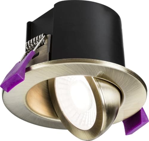 Image of Knightsbridge SpektroLED Evo Tilt - Fire Rated IP65 Downlight with 2 x Wattage and 4 x CCT - Antique Brass