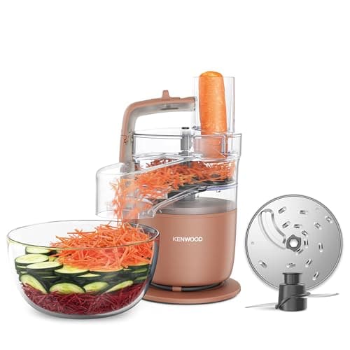 Image of Kenwood MultiPro Go FDP22.130RD, Kitchen Robot, Chops, Slices, Grates, Purees, and Kneads, 360° Express Serve, 1.3L Bowl, Kneading Blades, 4mm Disc, 650W, Clay Red