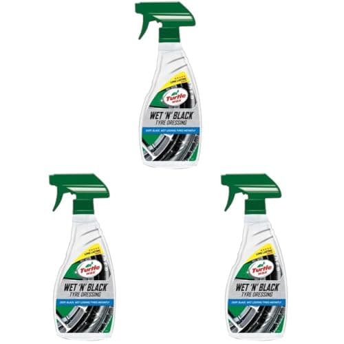 Image of Turtle Wax 51801 Wet n Black Car Tyre Dressing Instant Deep Black Wet Looking Tyres 500ml Spray (Pack of 3)