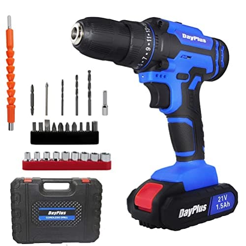 Image of Yiyai Powerful Cordless Drill Set & Screwdriver w/Battery, 21V 45N.m Impact Power Tool, Fast Charger, 25 + 1 Torque Setting w Quick-Release Drill Chuck, 2-Speed with 26pcs Accessories