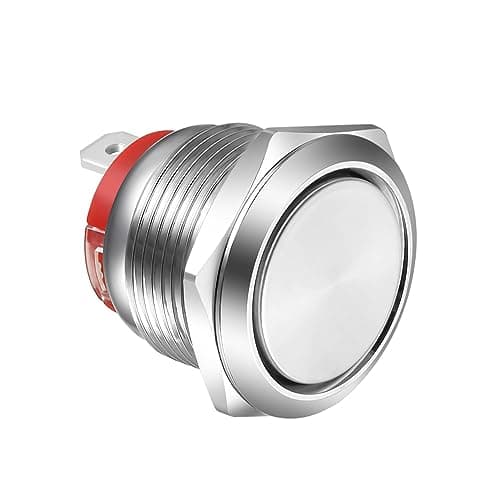 Image of Gebildet Short Type Push Button 20A/12-24V, 15A/220V 19mm Latching Stainless Steel Push Button Switch Waterproof 2 pin SPST Switch