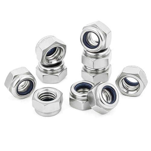Image of M12 Stainless Steel Lock Nuts,12mm Self Nylock Locking Nuts with Nylon Inserts (Pack of 20)