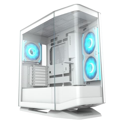 Image of COUGAR FV270 Curved Tempered Glass PC Case | Spacious Interior for High-End Components | with Superior Airflow Design - Black (White RGB)