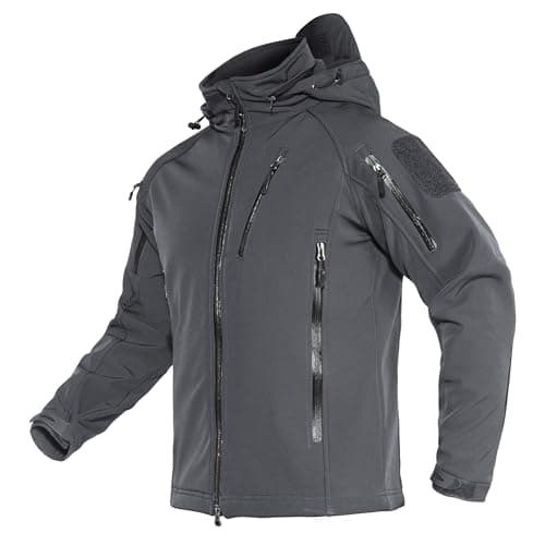 Image of TACVASEN Jackets for Men Outdoor Waterproof Jacket Tactical Military Fleece Softshell Coats Windbreaker Work Hoodie Dark Grey,XL