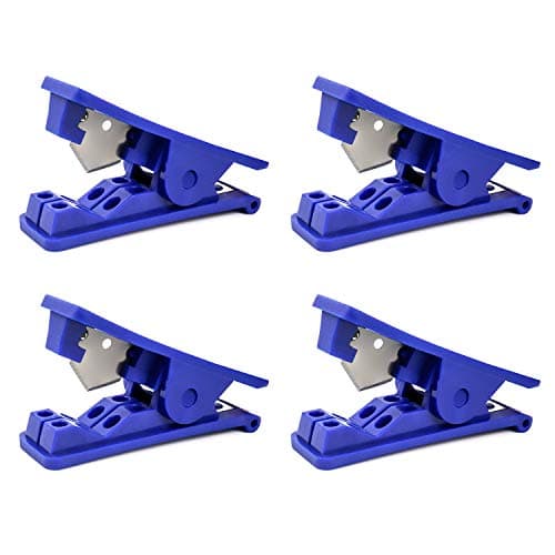 Image of QWORK® 4 Pack PVC Tube Cutter, Nylon Plastic Hose Cutter for PU/PE Tubing up to 1/2" OD, ABS Body with Stainless Steel Blade, Blue