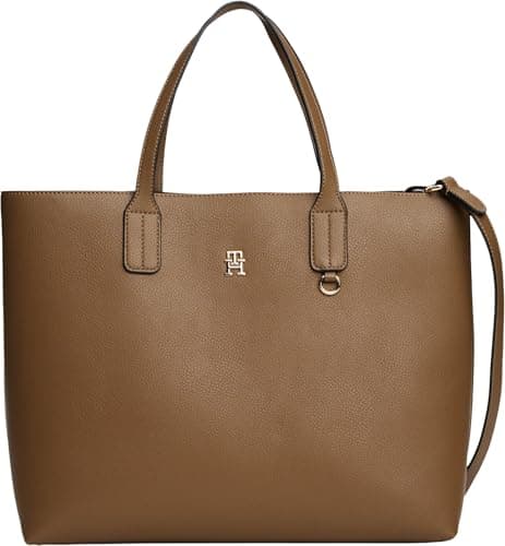Image of Tommy Hilfiger Women's TH ICON SATCHEL AW0AW18122 Satchel, KHAKI, One Size
