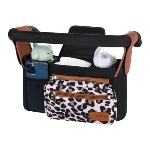 Image of Stroller Organizer Momcozy Pram Bag Organiser Multifunctional Baby Pram Buggy Storage Bag with Detachable Pocket, Mobile Phone Pocket, 2 Cup Holders & Shoulder Strap Pushchair Organiser